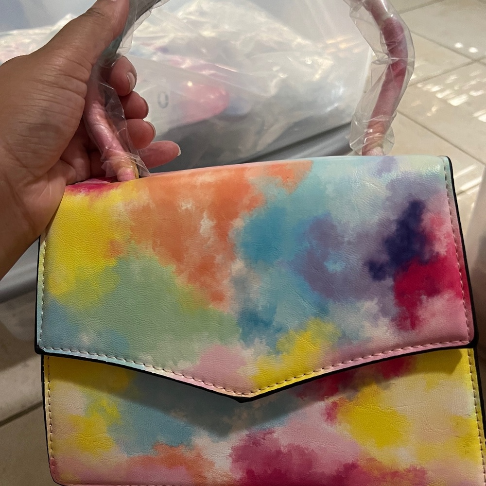 Rainbow watercolor purse